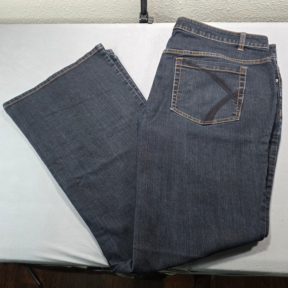 Venezia Womens 22 Tall Dark Wash Flare Jeans Stretch Denim Blue Tall Length